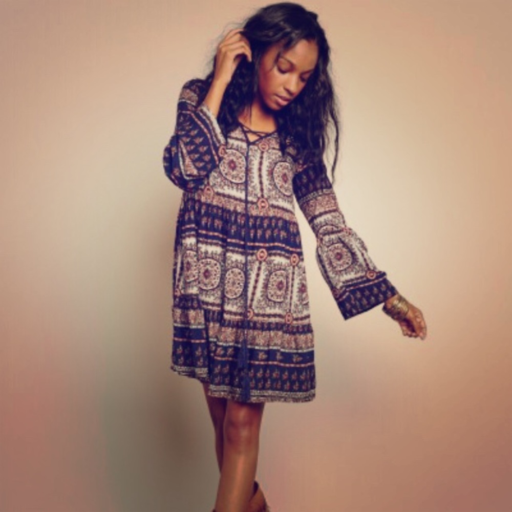 Bell sleeve Mandela dress.